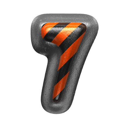 7 isolated metal letter on white. 3D illustrationの写真素材