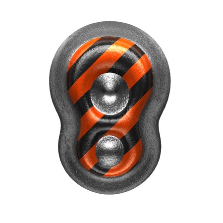 8 isolated metal letter on white. 3D illustrationの写真素材