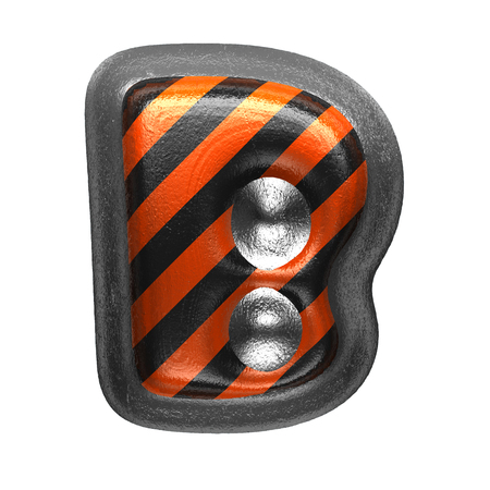 b isolated metal letter on white. 3D illustrationの写真素材