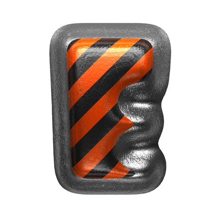 e isolated metal letter on white. 3D illustrationの写真素材