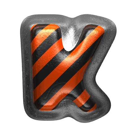 k isolated metal letter on white. 3D illustrationの写真素材