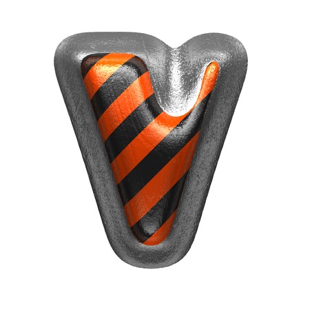 v isolated metal letter on white. 3D illustrationの写真素材