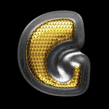 g golden and silver isolated letter on black. 3D illustrationの写真素材