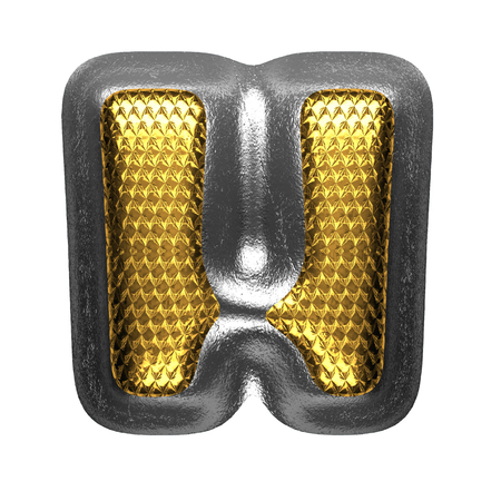 h isolated golden and silver letter. 3D illustrationの写真素材