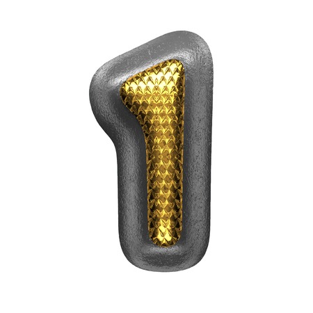 1 isolated golden and silver letter. 3D illustrationの写真素材