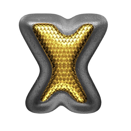 x isolated golden and silver letter. 3D illustrationの写真素材