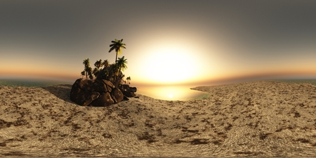 panoramia of tropical beach. made with one 360 degree lense. ready for virtual realityの写真素材