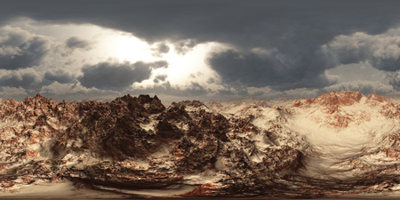 panorama of desert at sand storm. made with the one 360 degree lense camera without any seams. ready...