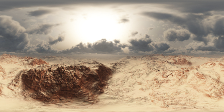 panorama of desert at sand storm. made with the one 360 degree lense camera without any seams. ready for virtual realityの写真素材