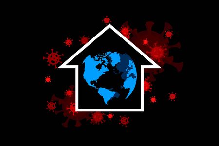 Stay at home awareness social media campaign and coronavirus prevention. 3d renderingの写真素材