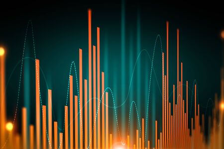 Financial forex chart analyzing. Graph reflects market deviation over historic period. Volatility concept. 3d renderingの写真素材