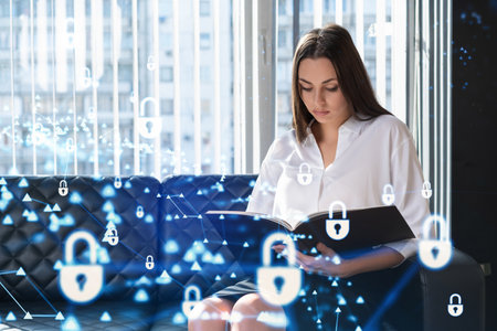 Portrait of attractive businesswoman working with documents and thinking how to protect clients...