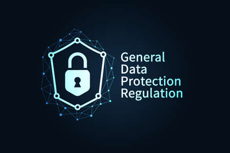 General data protection regulation concept. Security lock digital hologram illustration. 3d rendering.の写真素材