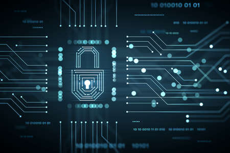 Lock security data technology protection concept illustration. 3d rendering