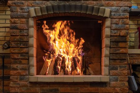 Close up photo of flames in wood burning oven