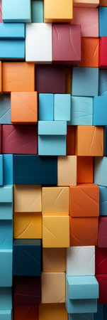 A lot of colorful cubes. abstract vertical banner background. Packaging pattern.の素材