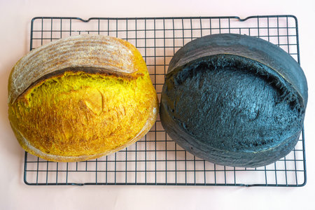 Unusual and creative colorful artisan sourdough bread.