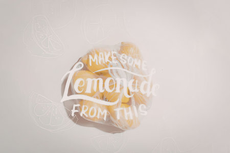 a lemon with text overlayの写真素材