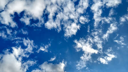 full frame picture of blue sky with lots of small clouds