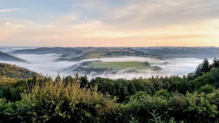 scenic view of hilly landscape in Luxembourgの写真素材