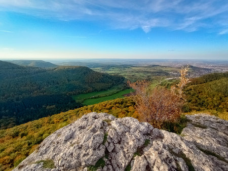 Autumn in the southern area of Germany called Swabian Albの写真素材