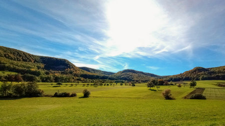 Autumn in the southern area of Germany called Swabian Albの写真素材