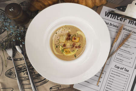 soup with shrimp and vegetablesの写真素材