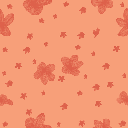 Line flowers seamless  vector patternのイラスト素材