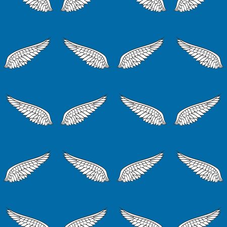 White wings on blue background vector seamless patternのイラスト素材