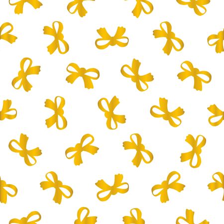 Golden bows vector isolated seamless patternのイラスト素材