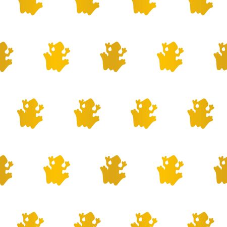 Gold vector frogs on white background seamless patternのイラスト素材