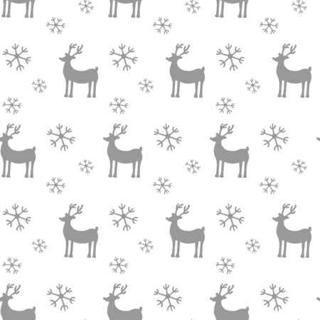 Reindeer's and snowflakes isolated gray color vector seamless patternのイラスト素材