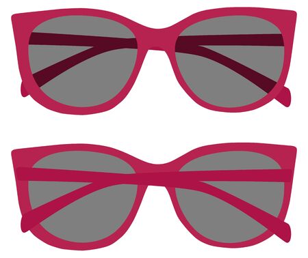 Pink, tinted eyeglasses vector illustration front and back viewのイラスト素材
