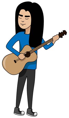 Guitar player flat vector illustrationのイラスト素材