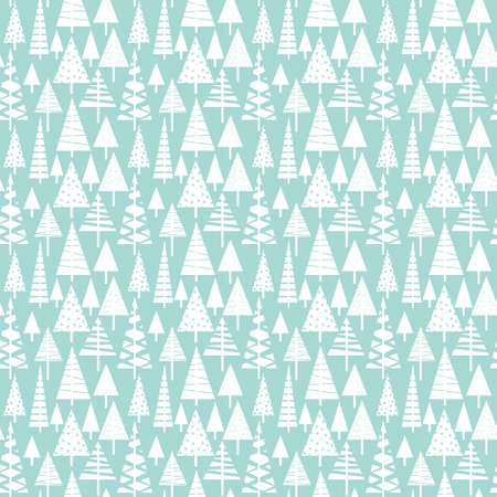 Christmas white trees on green background vector seamless patternのイラスト素材