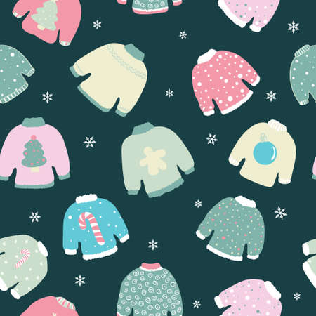 Colorful Christmas sweaters seamless pattern