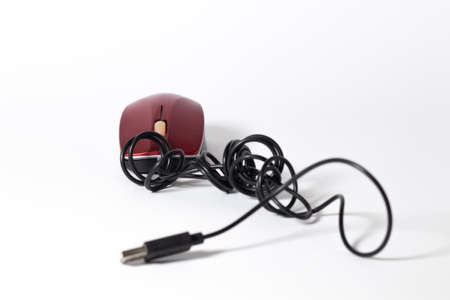 Red USB wired computer mouse