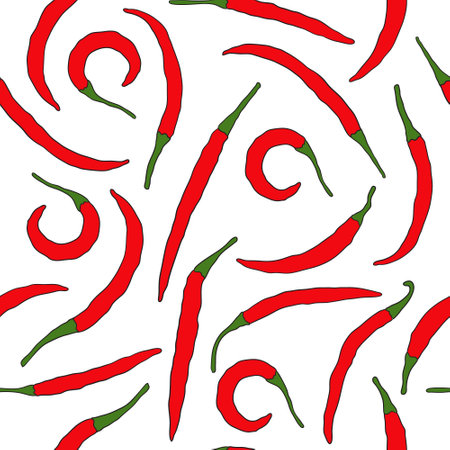 Red chili peppers isolated seamless patternのイラスト素材