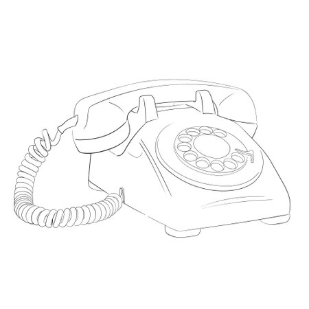 Old telephone line art vector illustrationのイラスト素材