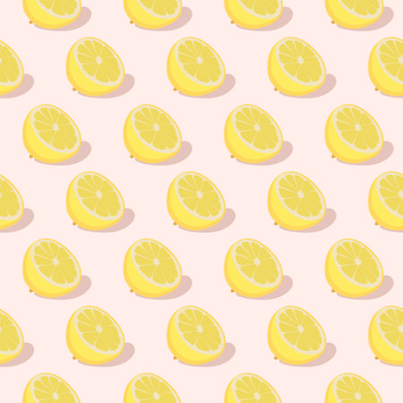 Lemon slices on pink illustration vector seamless patternのイラスト素材