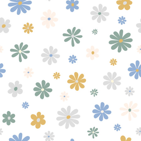Retro flower isolated seamless patternのイラスト素材