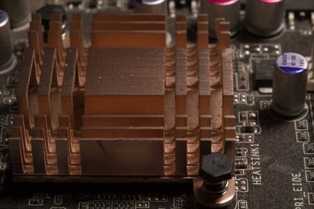 Close up chipset heatsink aluminium on motherboard