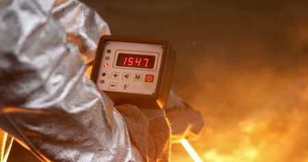 Molten metal. Aluminium foundry. Master alloys manufacturing. Metal smelting temperature measurement