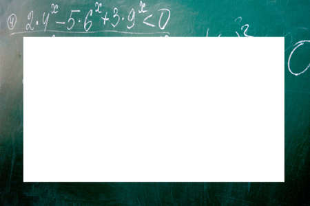 close up of math formulas on a blackboard. education theme frame