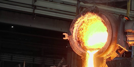 Iron and steel industry. molten metal in the foundry. Iron and steel industry.