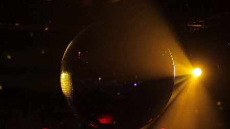 Colorful disco ball in the night club, close-up.の写真素材