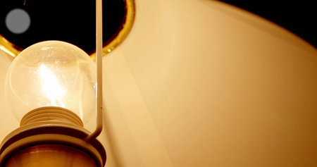 Lamp in the room, close-up of a light bulbの写真素材