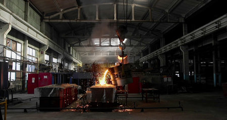 Industrial machinery in steel mill for the production of metal products.の写真素材