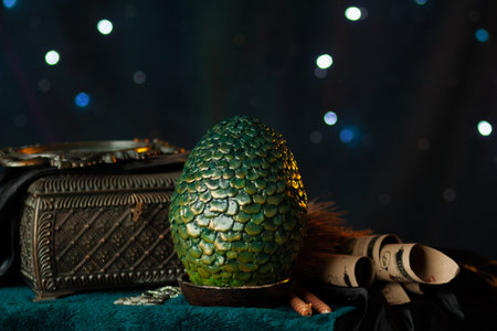 Green Dragon Egg Among Treasuresの写真素材
