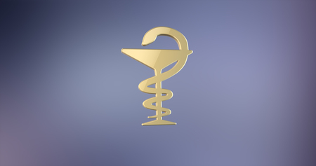 Medicine Snake Gold 3d Icon on gradient backgroundの写真素材